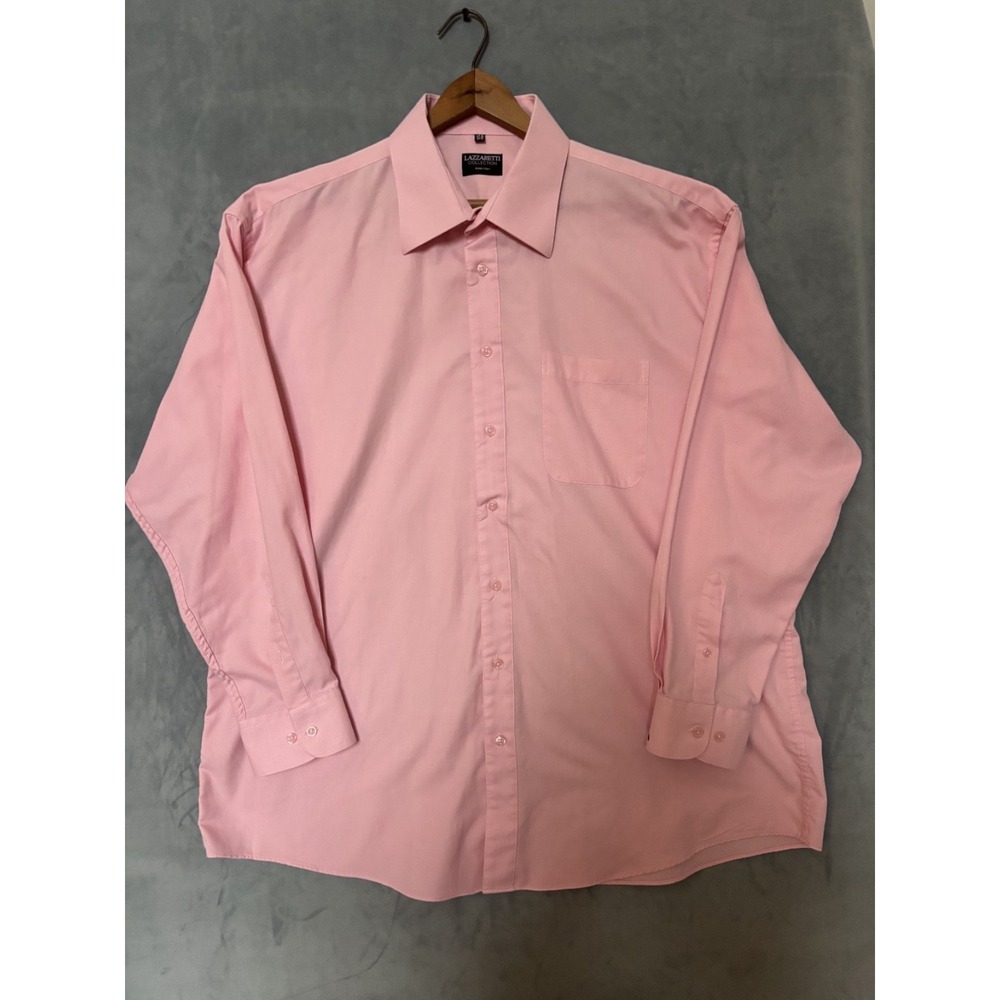 Lazzaretti Shirt Long Sleeve Button Down Pink Size 17/2  34/35  Made in Italy